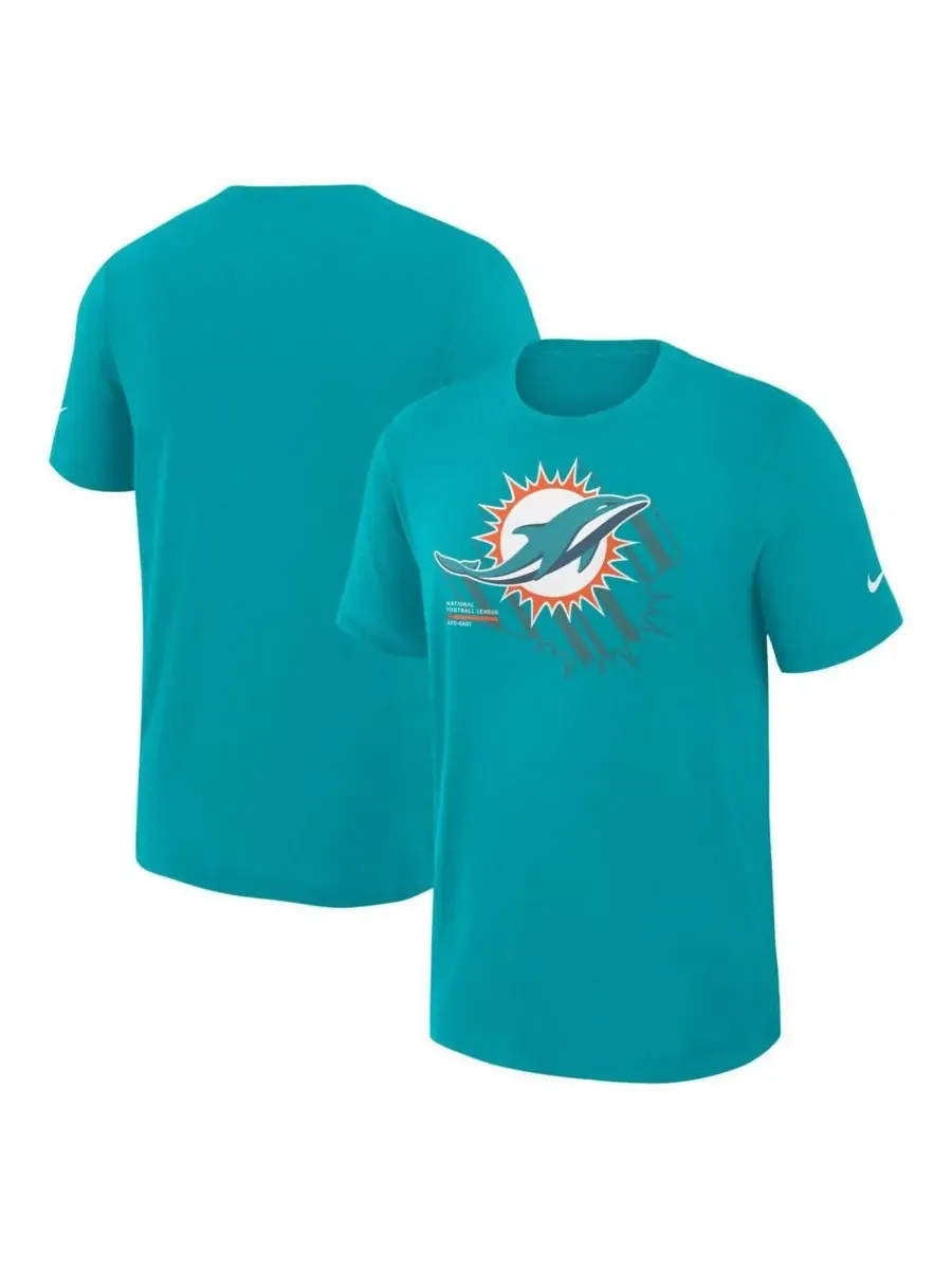 Мужская футболка Aqua Miami Dolphins Left End Run Slub Performance Nike — изображение 1 из 3, голубой