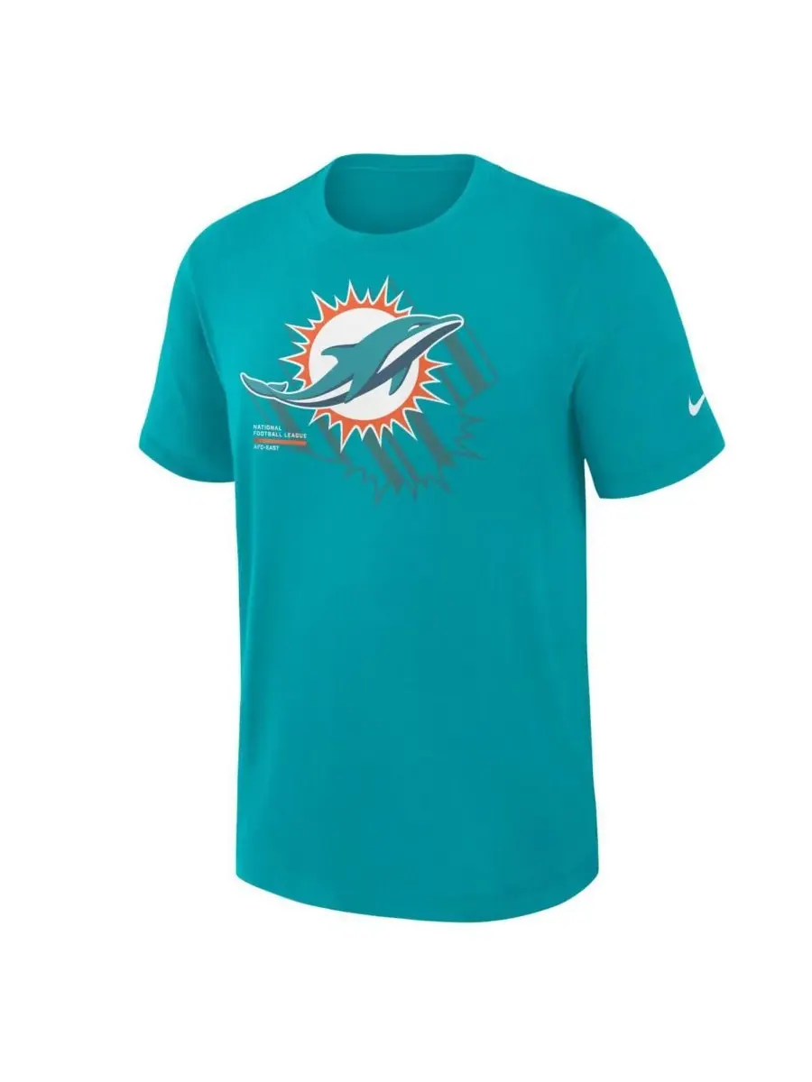 Мужская футболка Aqua Miami Dolphins Left End Run Slub Performance Nike — изображение 2 из 3, голубой