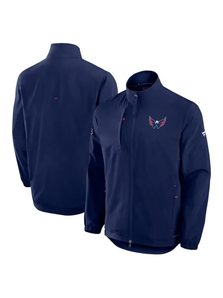 Fanatics Мужская темно-синяя куртка тренера Washington Capitals на молнии с логотипом Pro Rink — изображение 1 из 3