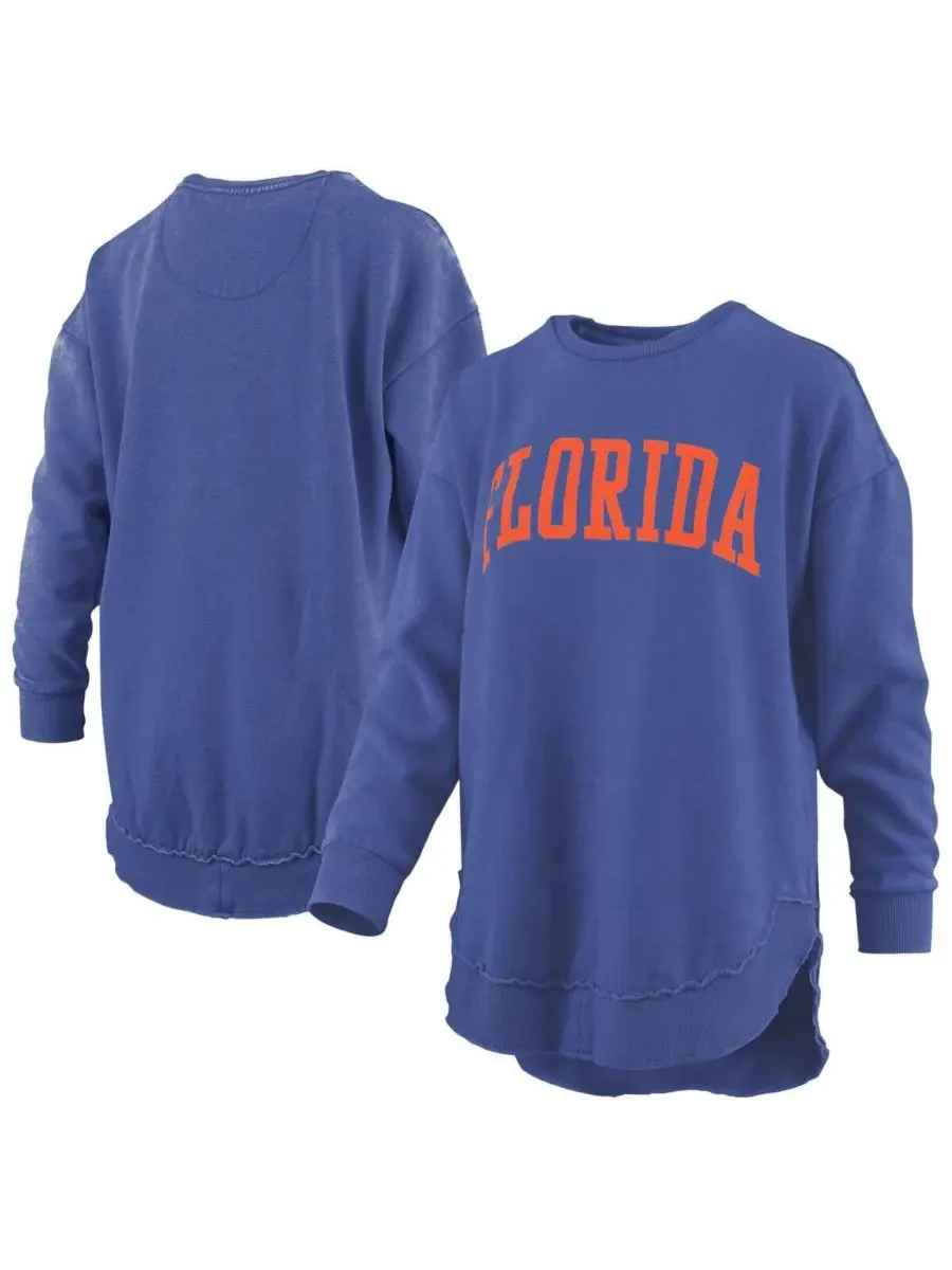 Женская толстовка с длинными рукавами Royal Florida Gators Melange Poncho Vintage Fleece Pullover — изображение 1 из 3