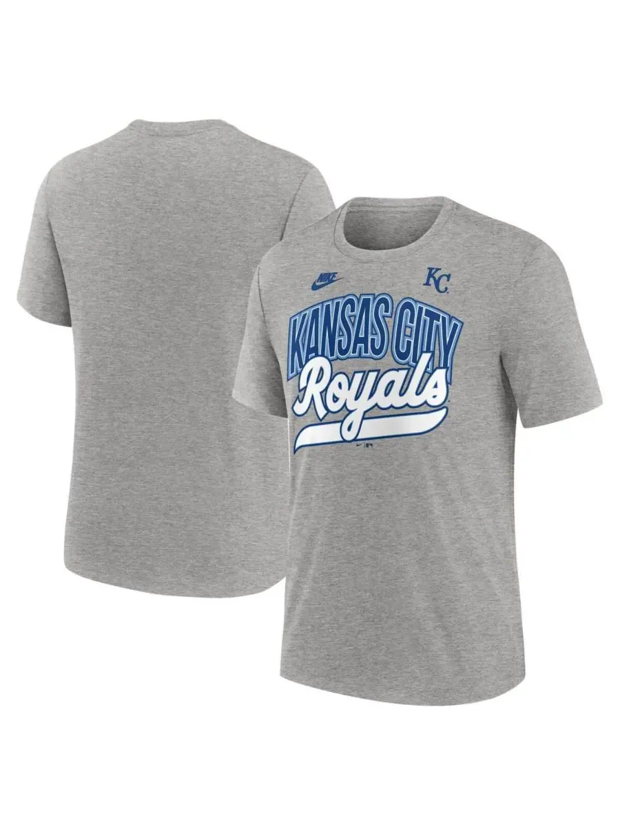 Nike Мужская футболка серого цвета из ретро-смесовой ткани с символикой Kansas City Royals — изображение 1 из 3, серый