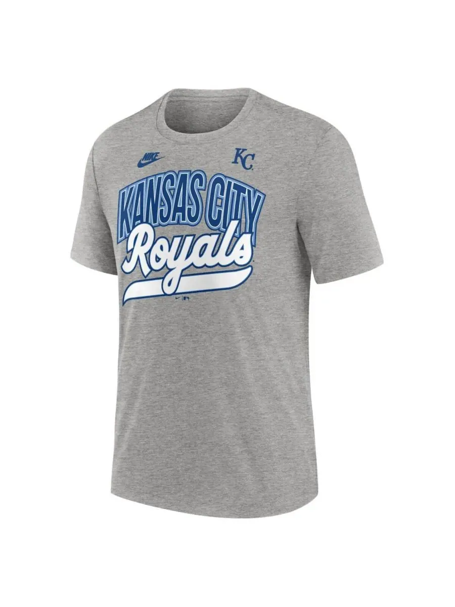 Nike Мужская футболка серого цвета из ретро-смесовой ткани с символикой Kansas City Royals — изображение 2 из 3, серый