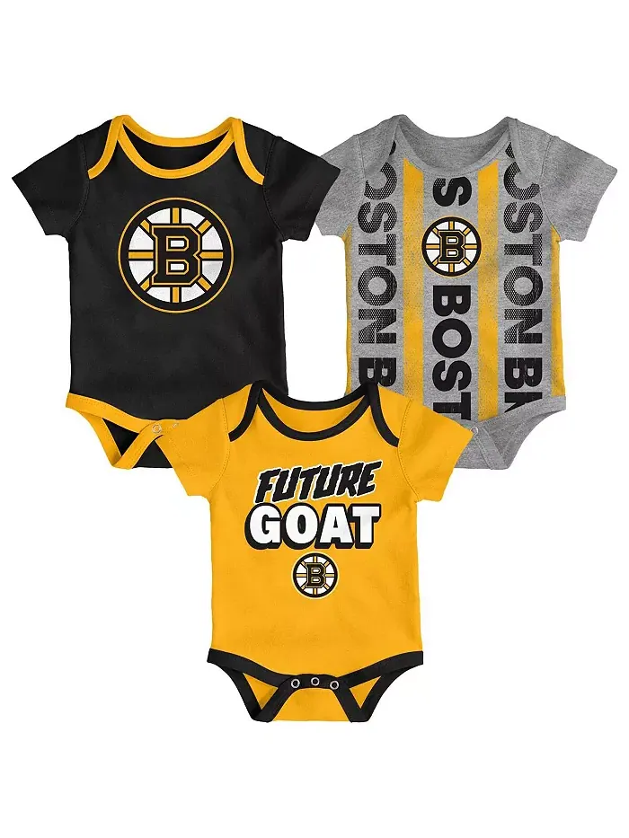 Боди для новорожденных Boston Bruins Loyal Buddies, комплект из 3 штук Outerstuff — изображение 1 из 4