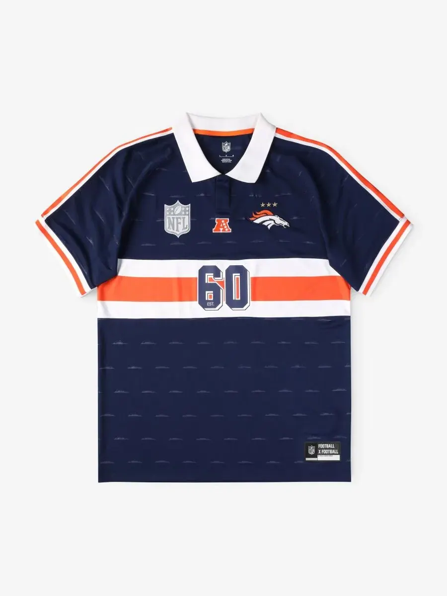 Футболка-поло футбольная с воротником Navy Denver Broncos Football x Football Collared Fan Jersey — изображение 1 из 5