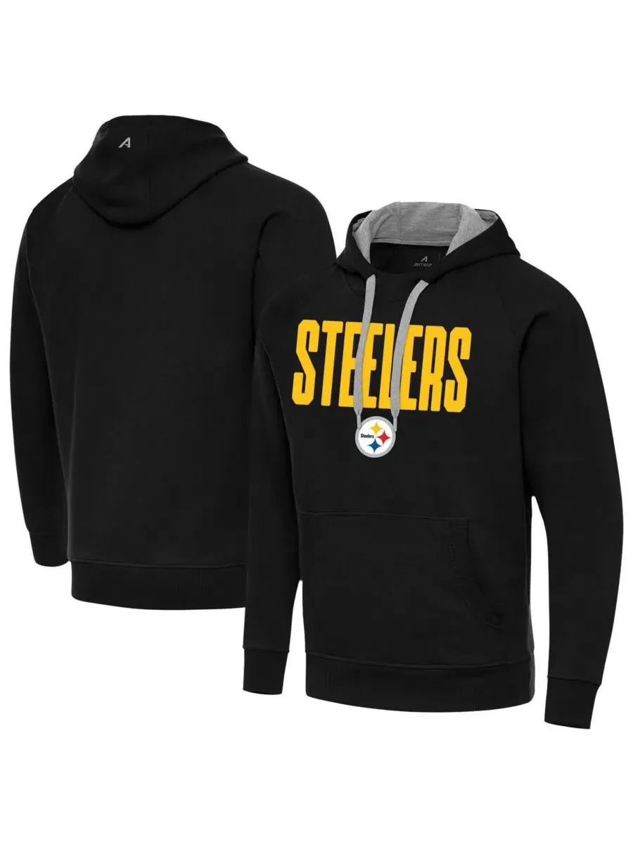 Толстовка Victory с капюшоном, длинным рукавом, с принтом, Pittsburgh Steelers Antigua — изображение 1 из 3, черный