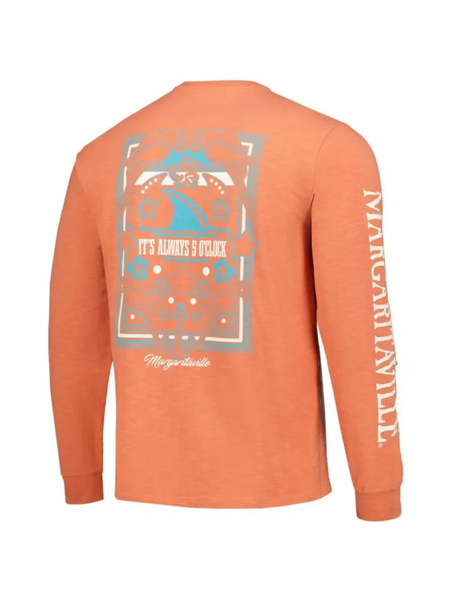 Мужская футболка-поло с длинным рукавом Five O'clock Henley Margaritaville — изображение 3 из 3, коралл