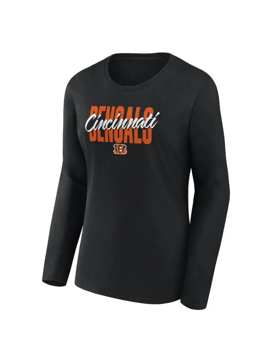 Футболка с длинным рукавом с принтом Cincinnati Bengals Grip Logo Athletic — изображение 3 из 3, черный