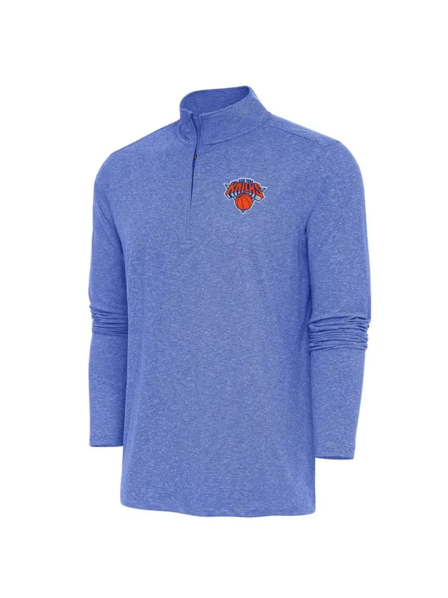 Мужской пуловер с четверть-застежкой Hunk Heather Royal New York Knicks Antigua — изображение 1 из 1, синий