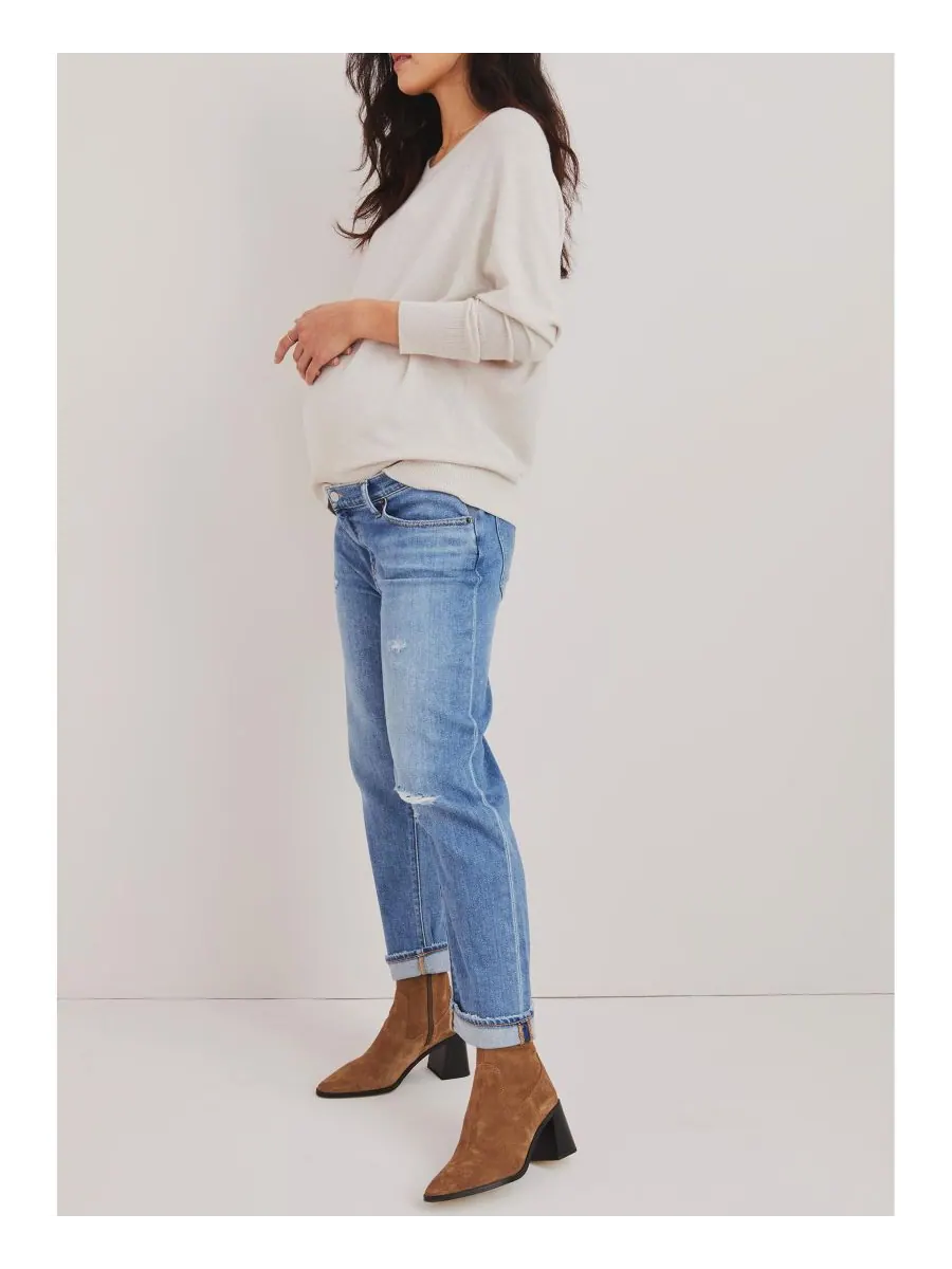 Джинсы для беременных Under the Bump Boyfriend HATCH Collection, Destroyed light wash — изображение 2 из 3