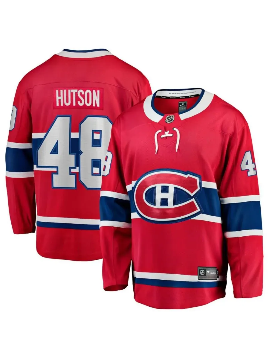 Fanatics Мужская красная домашняя футболка Lane Hutson Montreal Canadiens Breakaway — изображение 1 из 3, красный