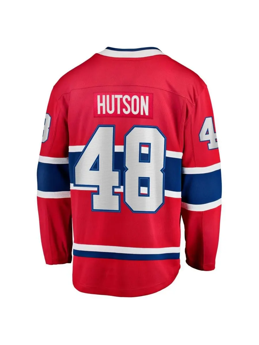 Fanatics Мужская красная домашняя футболка Lane Hutson Montreal Canadiens Breakaway — изображение 3 из 3, красный