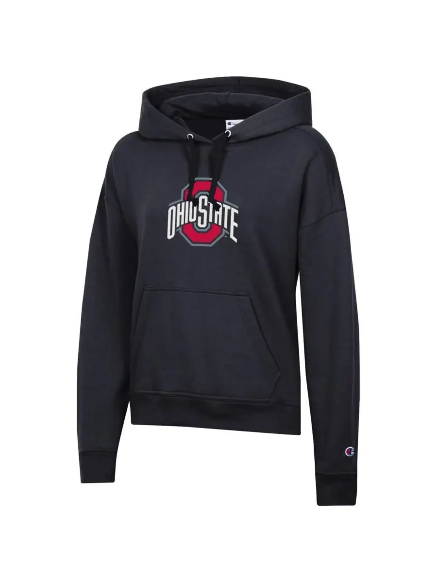 Champion Женская черная толстовка с капюшоном из флиса с символикой команды Ohio State Buckeyes — изображение 3 из 3, черный