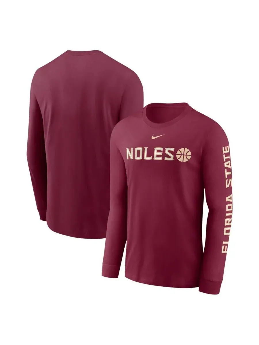 Мужская футболка с длинным рукавом Garnet Florida State Seminoles Basketball Icon Two-Hit Nike — изображение 1 из 3, гранат