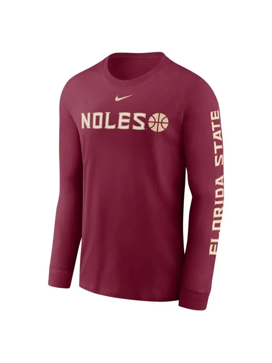 Мужская футболка с длинным рукавом Garnet Florida State Seminoles Basketball Icon Two-Hit Nike — изображение 2 из 3, гранат