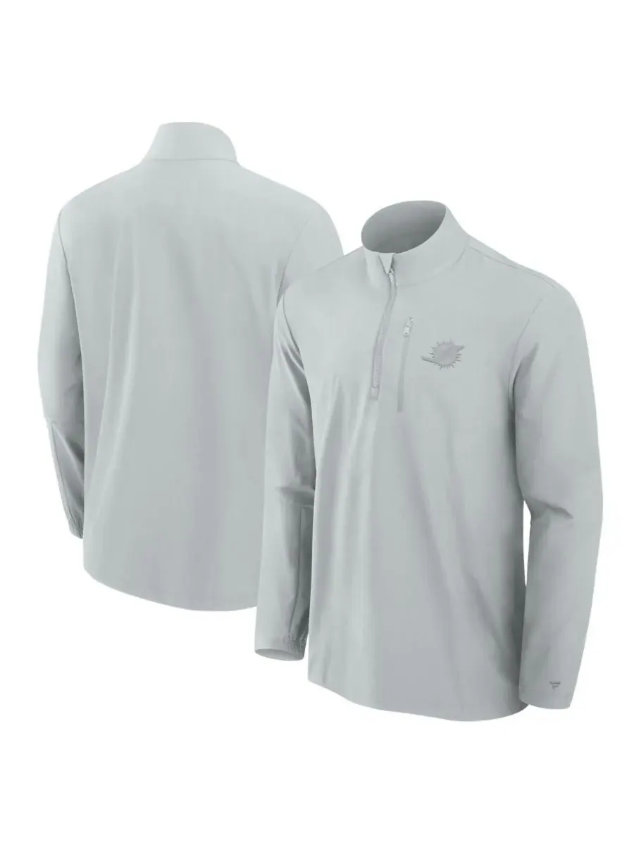 Fanatics Мужская серая тканая куртка на молнии с воротником-стойкой команды Miami Dolphins Front — изображение 1 из 3, серый