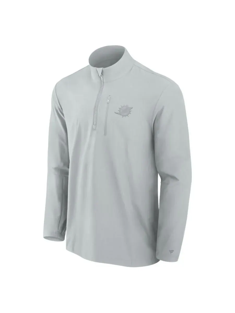 Fanatics Мужская серая тканая куртка на молнии с воротником-стойкой команды Miami Dolphins Front — изображение 3 из 3, серый