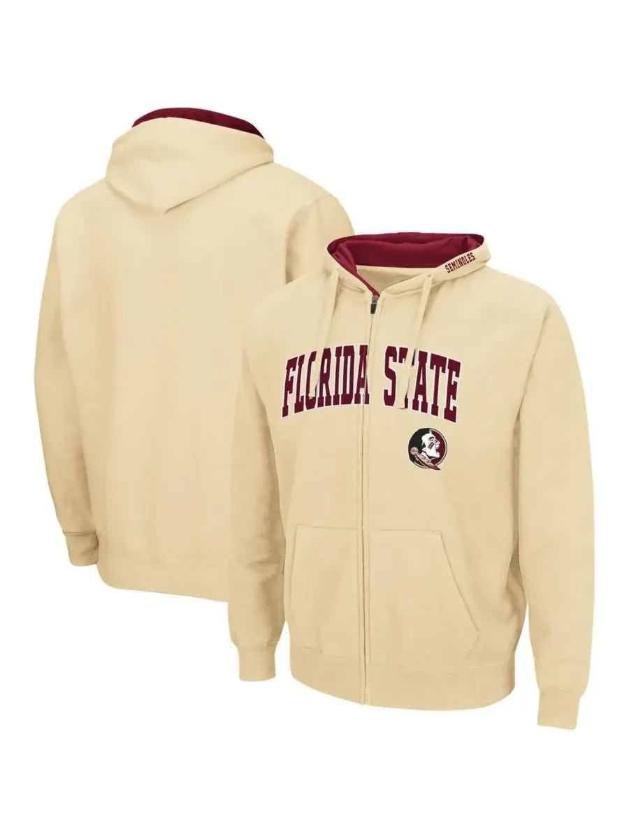 Мужская золотистая толстовка на молнии Florida State Seminoles Arch and Logo 3.0 Colosseum — изображение 1 из 3, золото