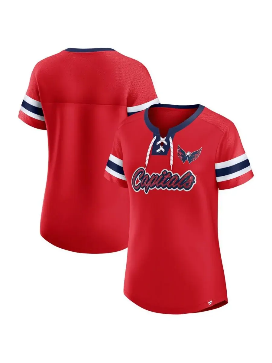 Fanatics Женская красная футболка Washington Capitals Iconic Athena на шнуровке — изображение 1 из 3, красный