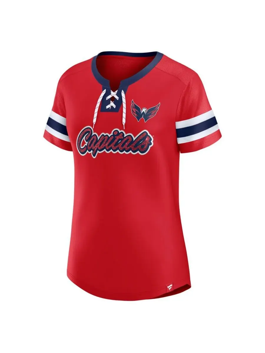 Fanatics Женская красная футболка Washington Capitals Iconic Athena на шнуровке — изображение 2 из 3, красный