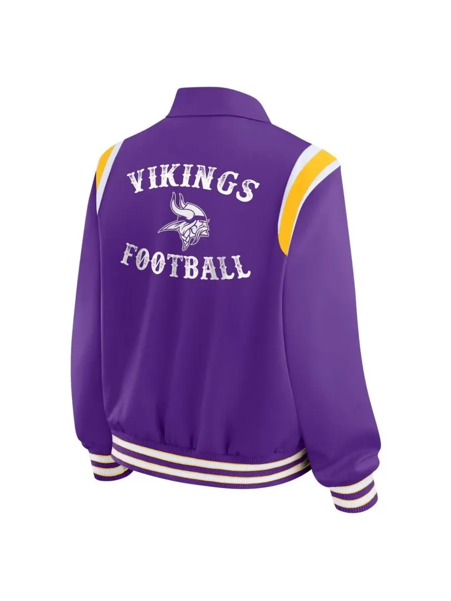 WEAR by Erin Andrews Женская фиолетовая легкая куртка Minnesota Vikings Varsity на кнопках — изображение 3 из 3, фиолетовый