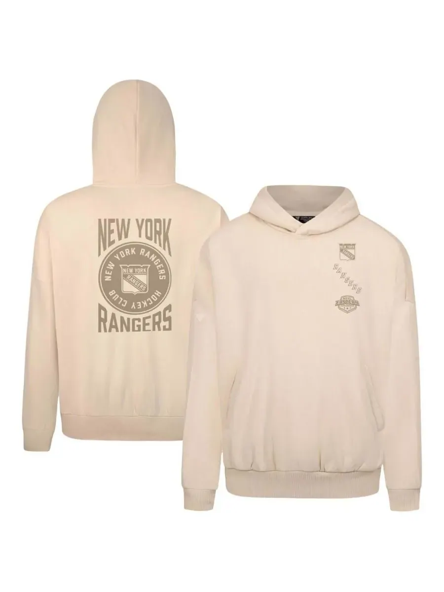 LevelWear Мужская кремовая толстовка с капюшоном New York Rangers Contact Stamp