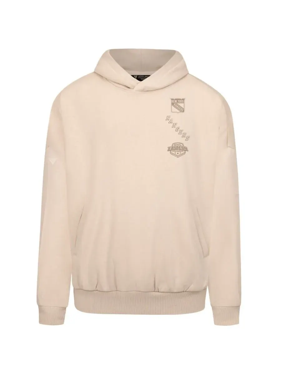 LevelWear Мужская кремовая толстовка с капюшоном New York Rangers Contact Stamp — изображение 2 из 3, бежевый