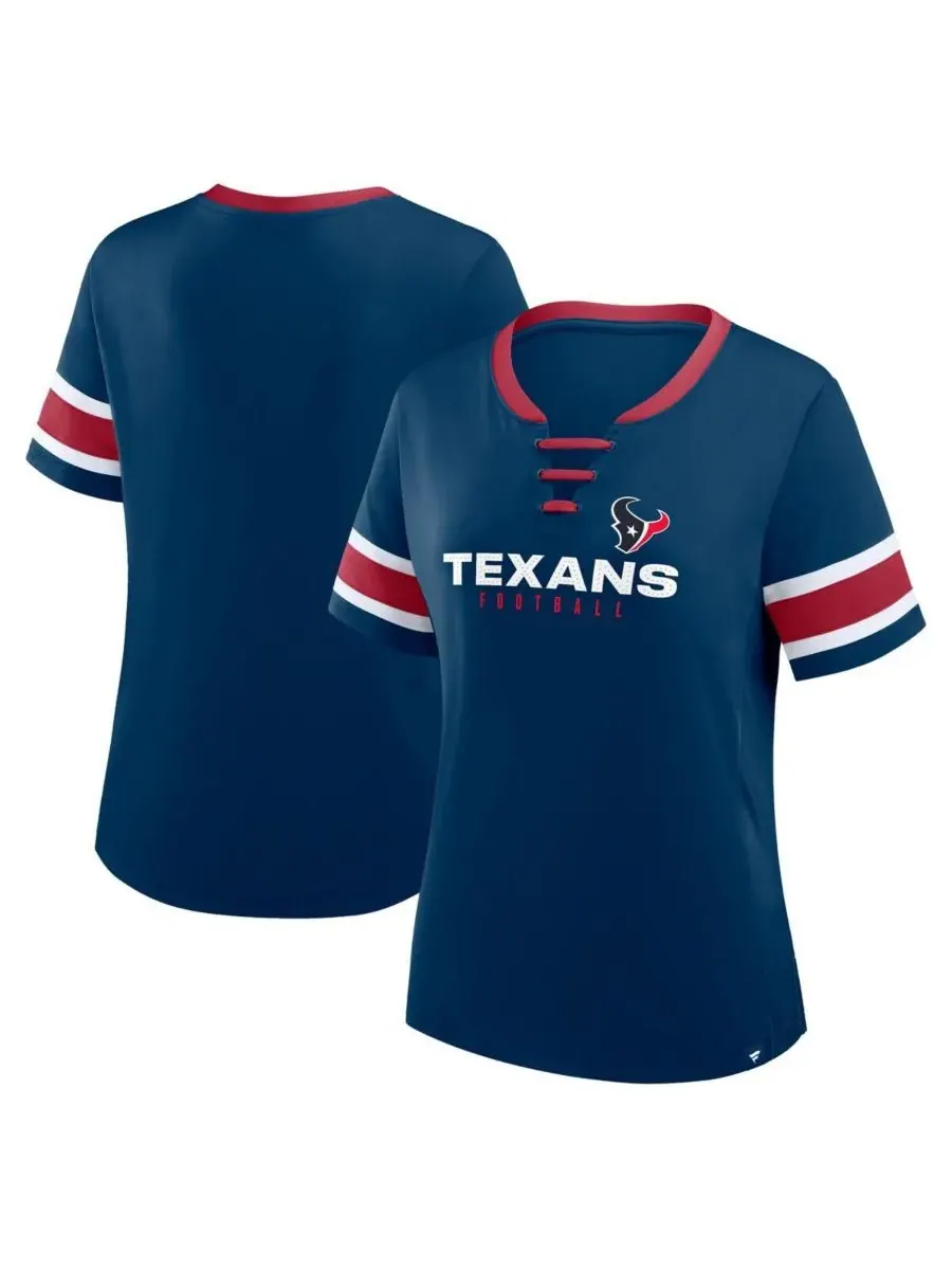 Fanatics Женская темно-синяя футболка большого размера Houston Texans Red Zone Athena с V-образным — изображение 1 из 3