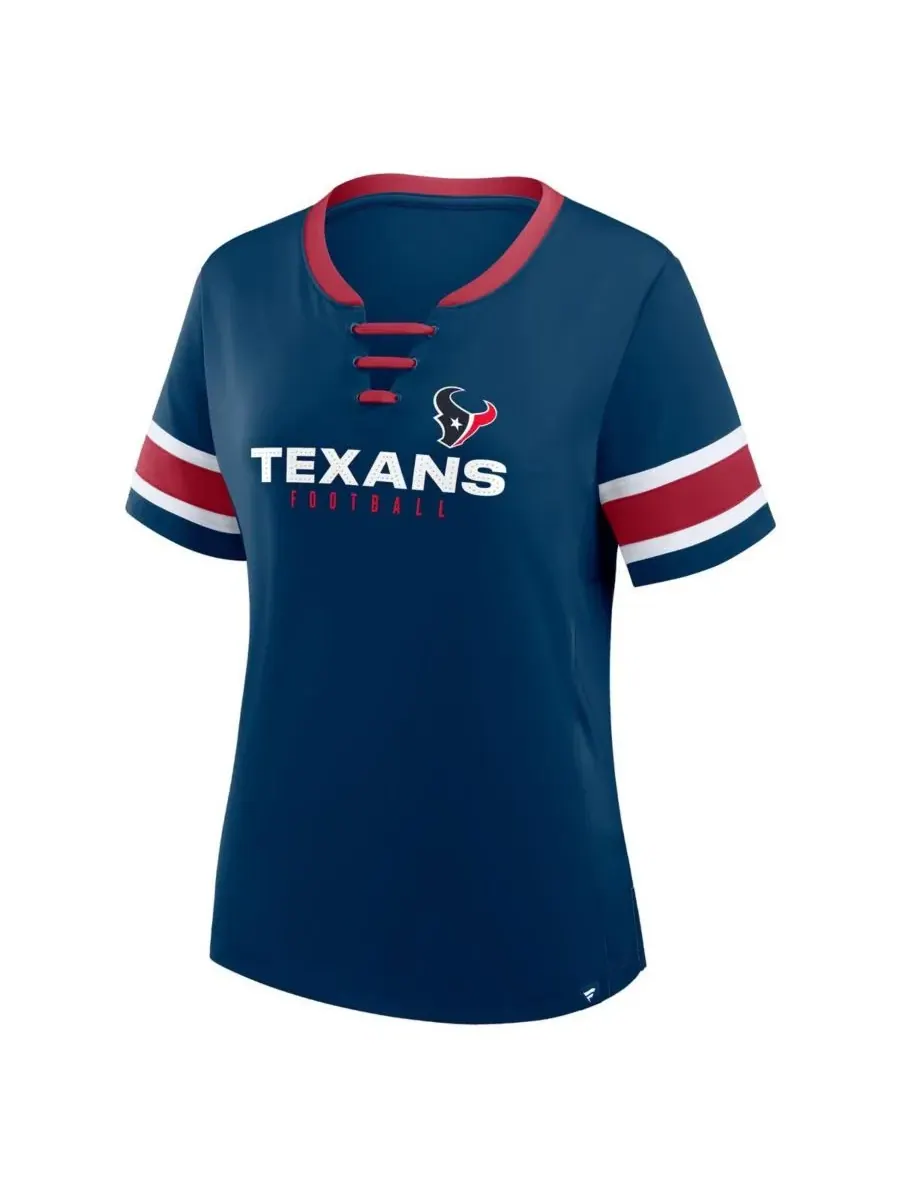 Fanatics Женская темно-синяя футболка большого размера Houston Texans Red Zone Athena с V-образным — изображение 3 из 3