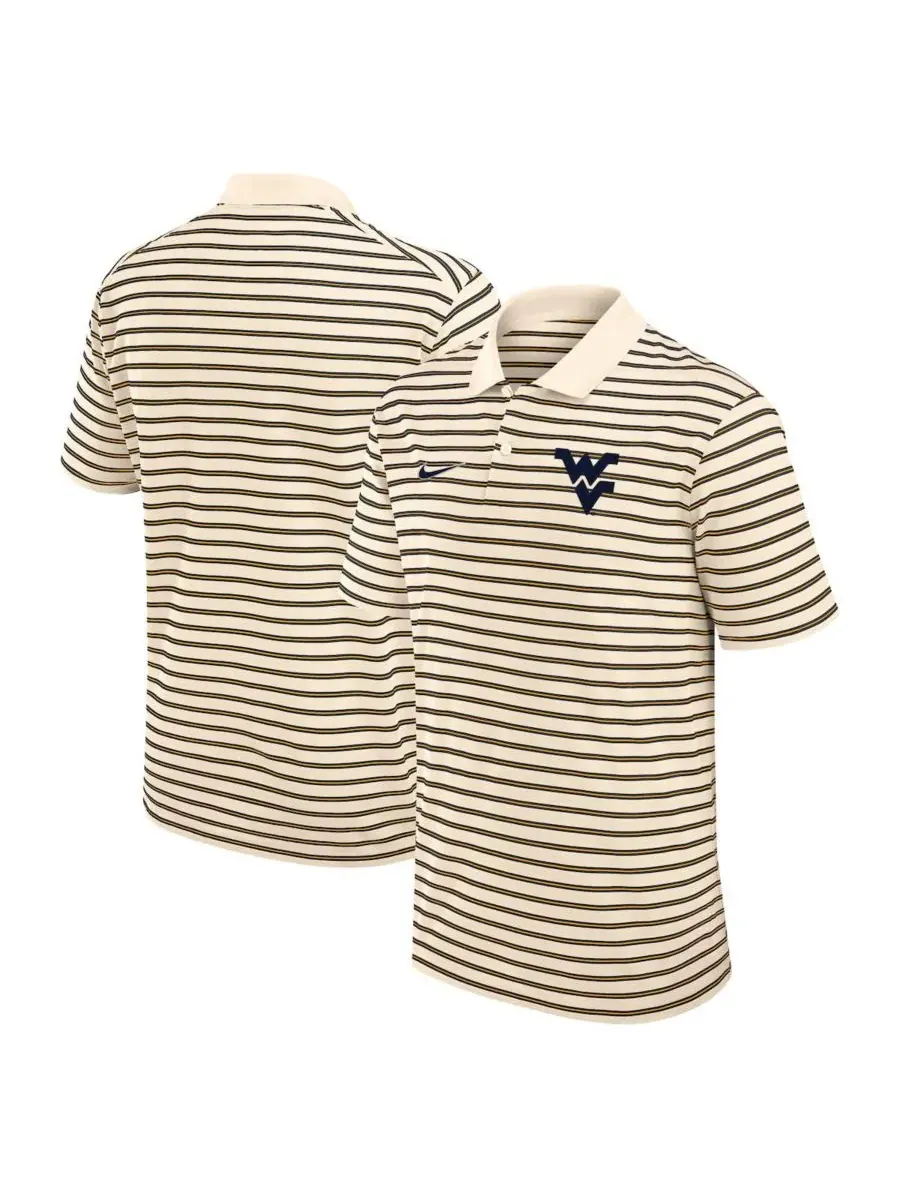 Nike Мужская кремовая полосатая рубашка-поло West Virginia Mountaineers Solid Foundation Performance — изображение 1 из 3