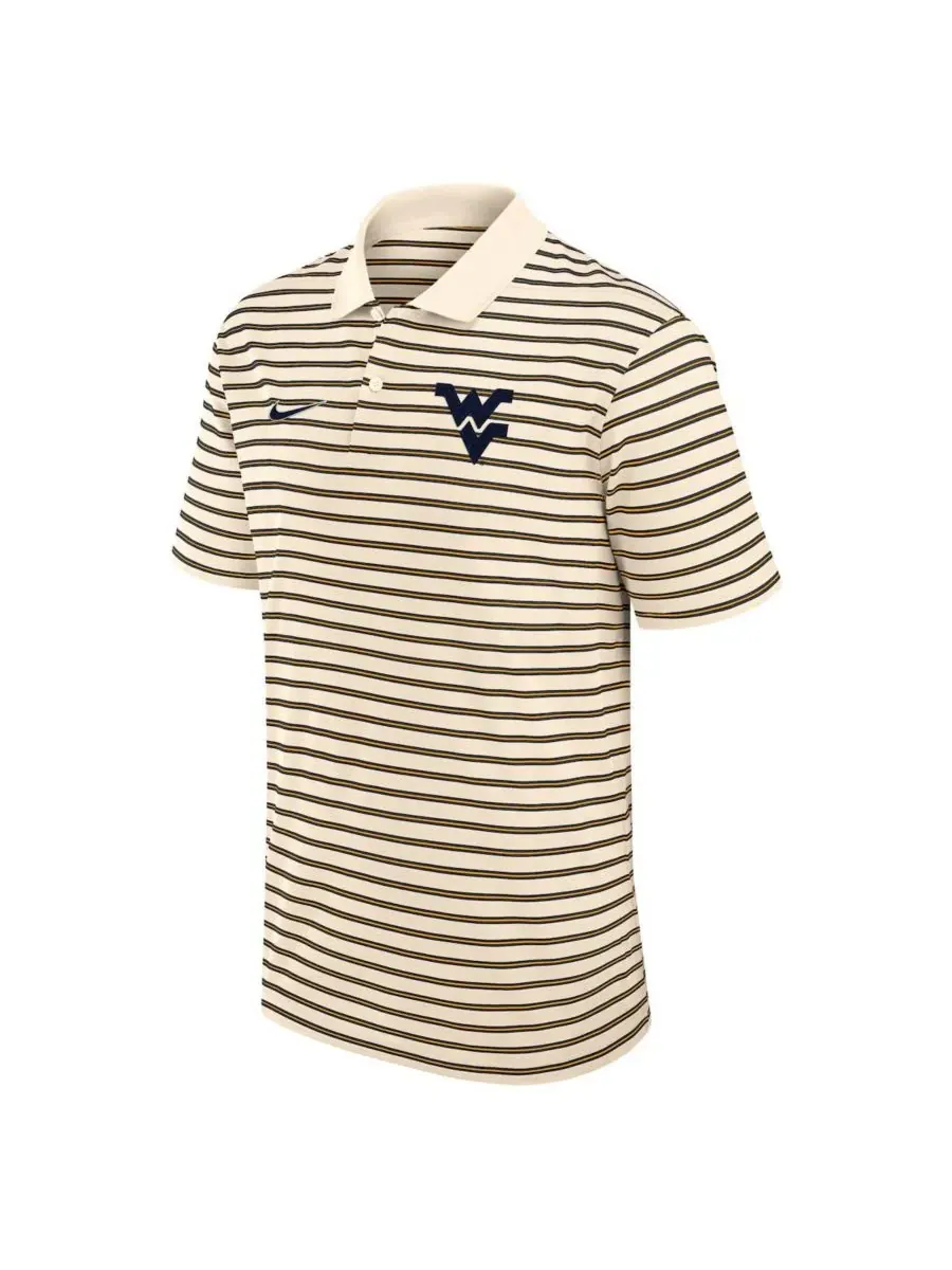 Nike Мужская кремовая полосатая рубашка-поло West Virginia Mountaineers Solid Foundation Performance — изображение 2 из 3