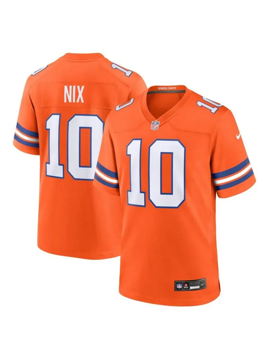 Nike Мужская оранжевая игровая майка Bo Nix Denver Broncos из коллекции Mile High 1977 года — изображение 1 из 5, оранжевый