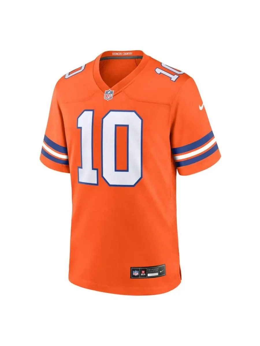 Nike Мужская оранжевая игровая майка Bo Nix Denver Broncos из коллекции Mile High 1977 года — изображение 2 из 5, оранжевый