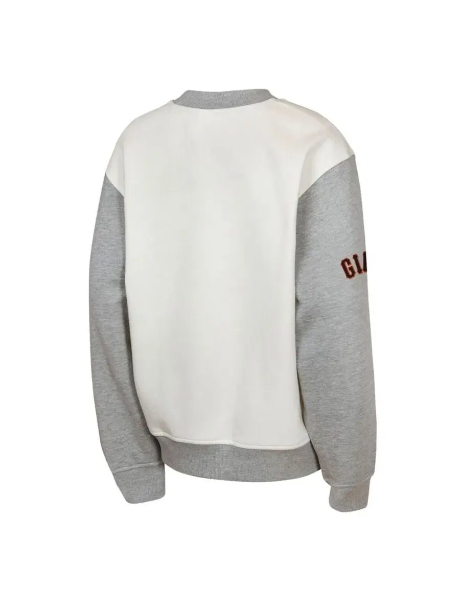 Большая детская флисовая толстовка кремово-серого цвета с символикой команды San Francisco Giants — изображение 3 из 3
