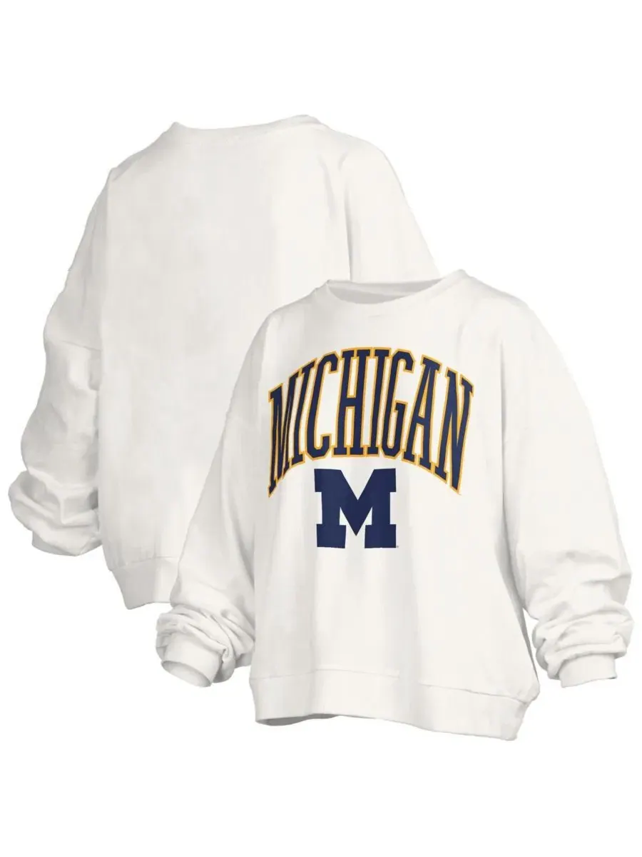 Женская белая толстовка-пуловер свободного кроя с логотипом команды Michigan Wolverines Janise — изображение 1 из 3, белый