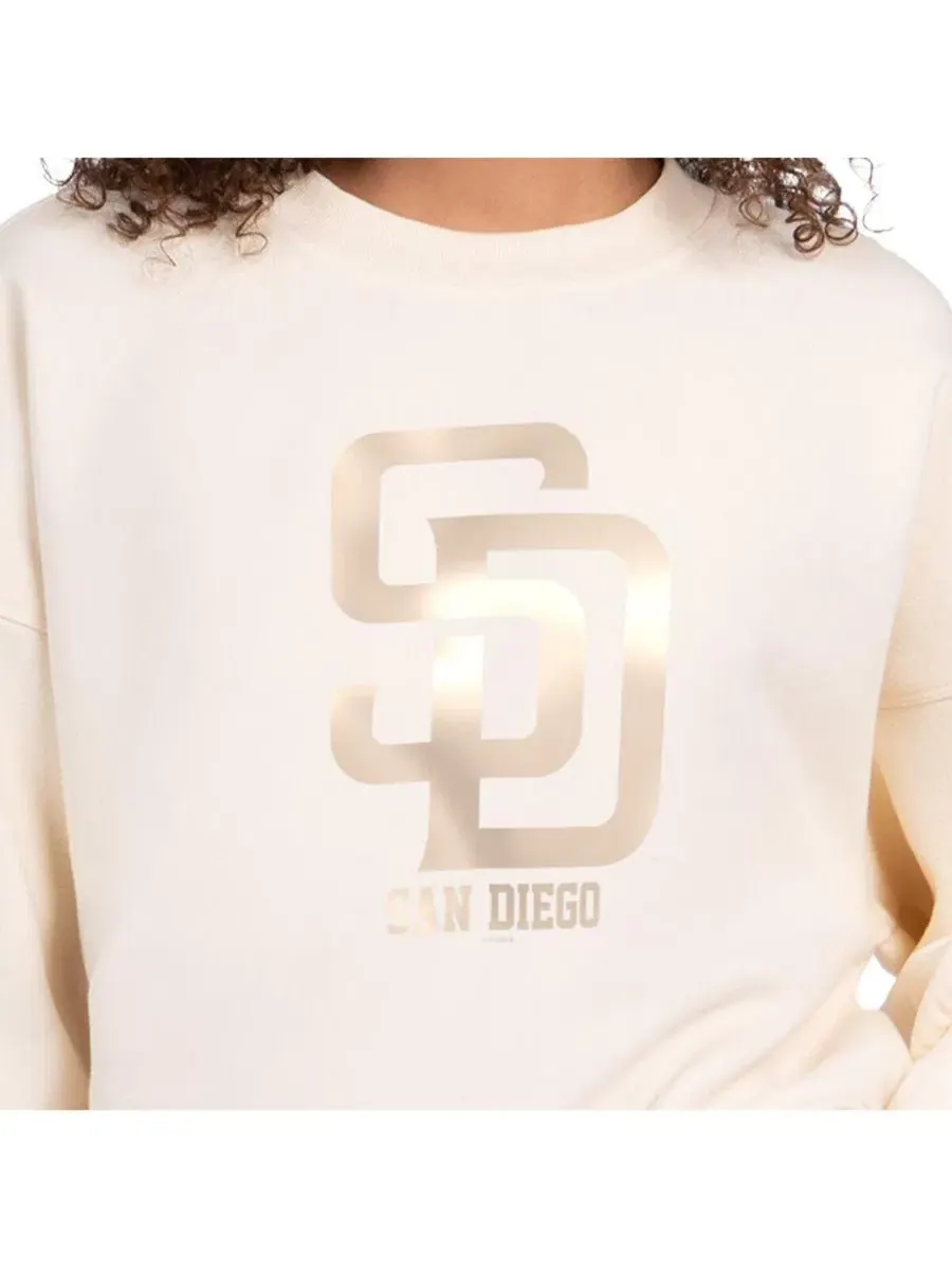 Женская кремовая флисовая толстовка San Diego Padres пастельных тонов свободного кроя Starter — изображение 2 из 3, бежевый