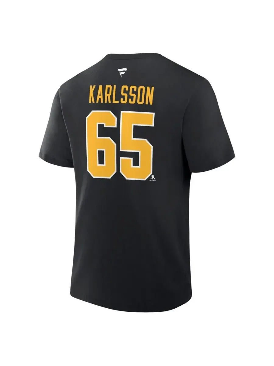 Мужская черная футболка Erik Karlsson Pittsburgh Penguins Authentic Stack с именем и номером игрока — изображение 2 из 2