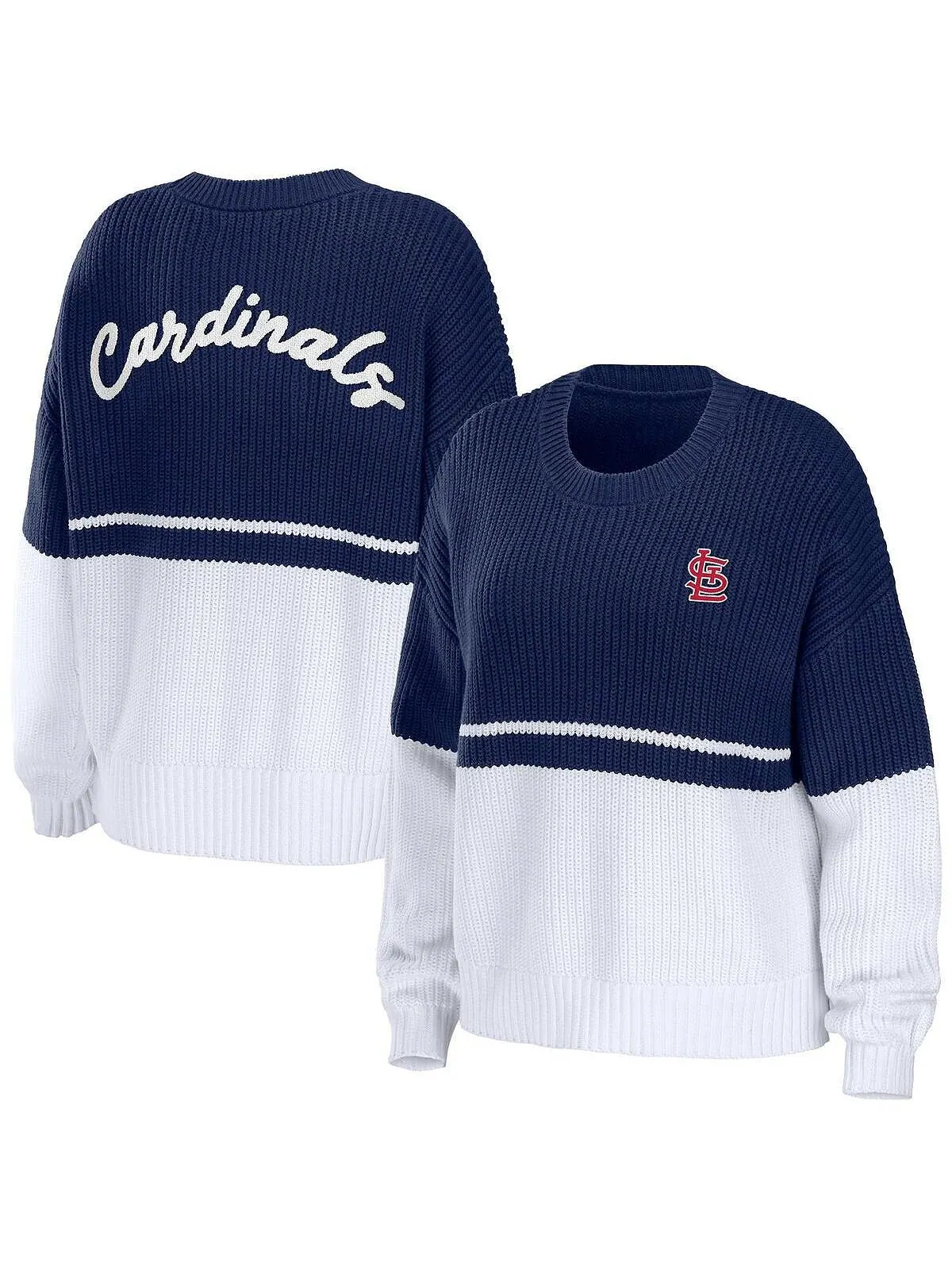 Женский массивный пуловер темно-синего и белого цвета St. Louis Cardinals WEAR by Erin Andrews — изображение 1 из 1