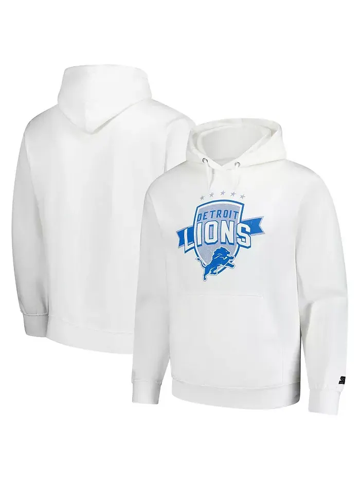 Мужская белая толстовка Detroit Lions Vintage Pullover Hoodie Starter — изображение 1 из 3