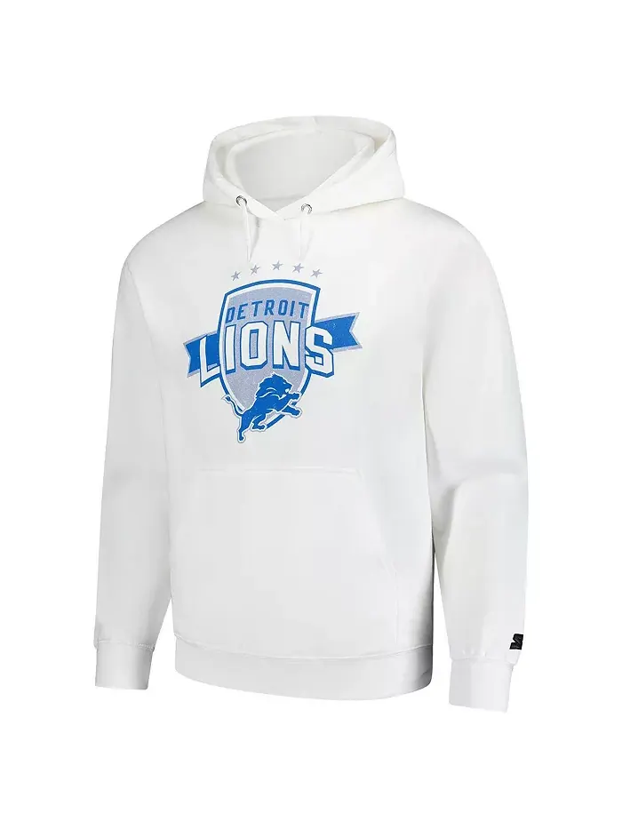 Мужская белая толстовка Detroit Lions Vintage Pullover Hoodie Starter — изображение 2 из 3