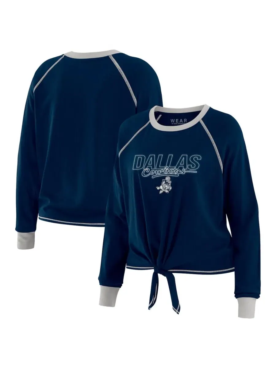 Лонгслив с завязками спереди Navy WEAR by Erin Andrews — изображение 1 из 4, темно-синий