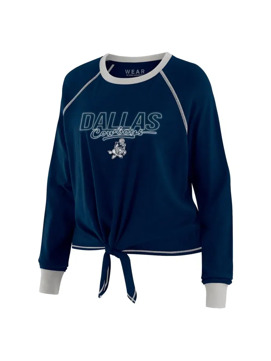 Лонгслив с завязками спереди Navy WEAR by Erin Andrews — изображение 2 из 4, темно-синий
