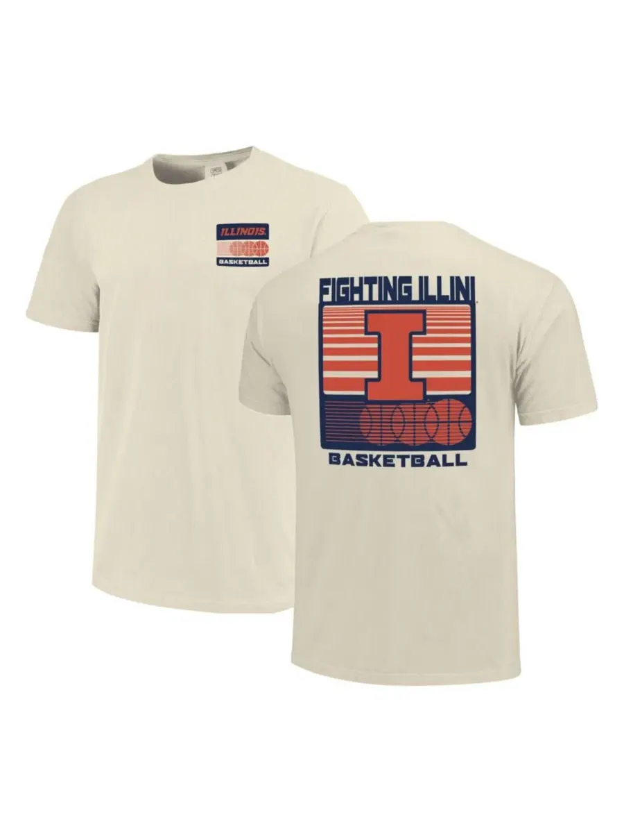 Футболка с принтом Illinois Fighting Illini Basketball Staredown Comfort Colors Image One — изображение 1 из 3, бежевый