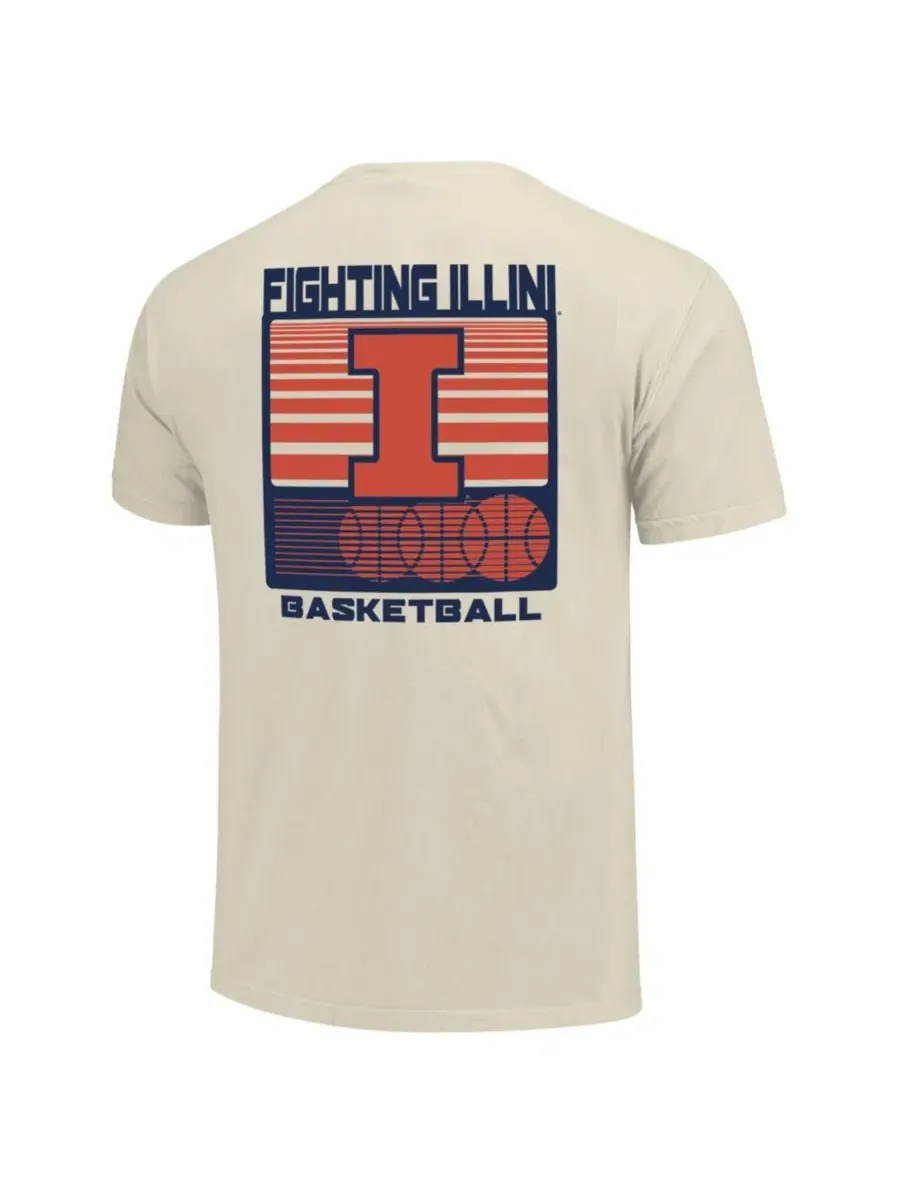 Футболка с принтом Illinois Fighting Illini Basketball Staredown Comfort Colors Image One — изображение 2 из 3, бежевый