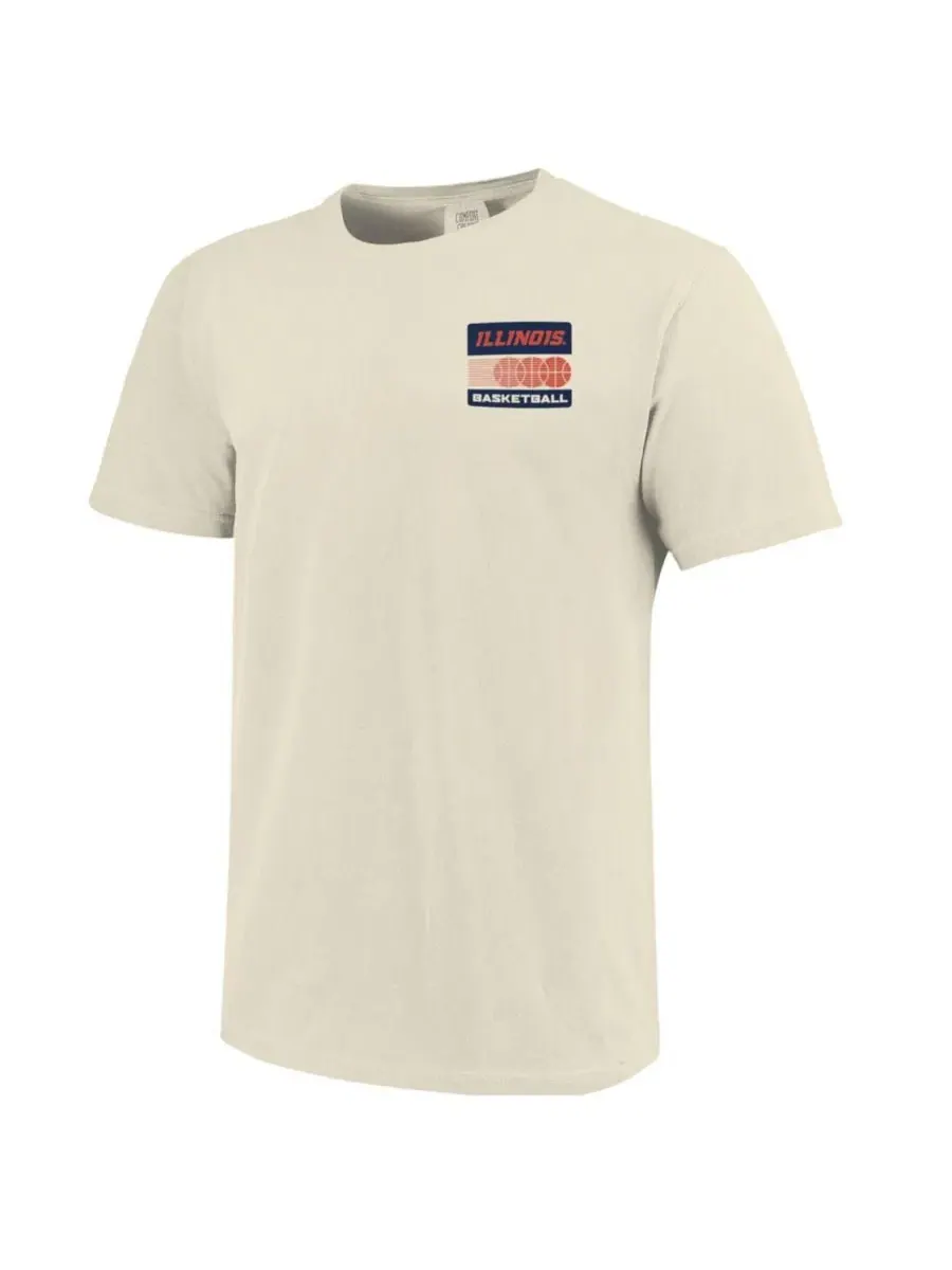 Футболка с принтом Illinois Fighting Illini Basketball Staredown Comfort Colors Image One — изображение 3 из 3, бежевый