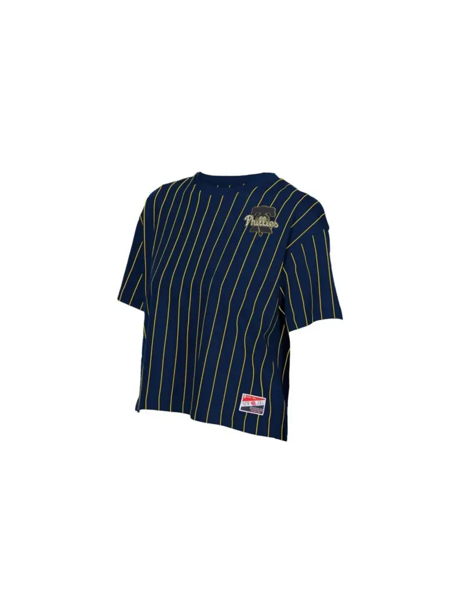 Футболка с принтом модель Boxy Pinstripe New Era — изображение 3 из 4, темно-синий