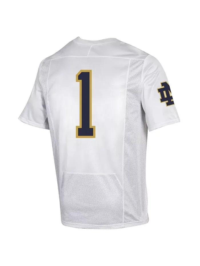 Мужская футбольная майка #1 White Notre Dame Fighting Irish Premiere Under Armour — изображение 2 из 3
