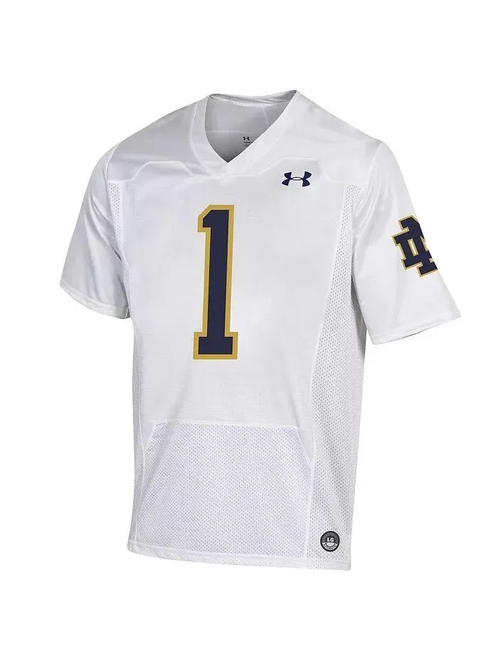 Мужская футбольная майка #1 White Notre Dame Fighting Irish Premiere Under Armour — изображение 3 из 3