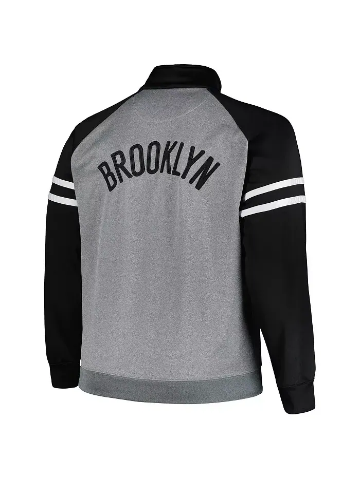 Мужская черная и серый меланж толстовка Brooklyn Nets Big and Tall с контрастными вставками и — изображение 2 из 3