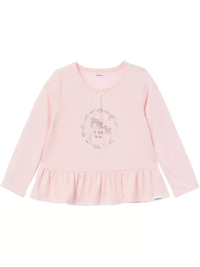 Пижамный комплект для девочек Toddler Girls 2-Piece Peplum Pajama Set Gerber — изображение 4 из 8