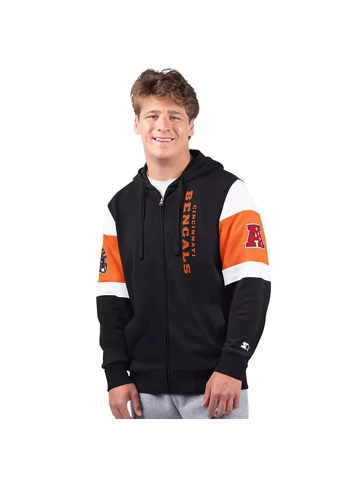 Мужская черная худи с молнией Cincinnati Bengals Extreme Full-Zip Starter — изображение 1 из 2